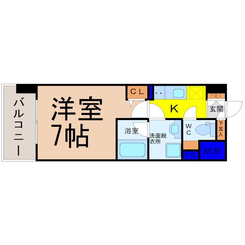 レジデンス東別院スクエア(1K/14階)の間取り写真