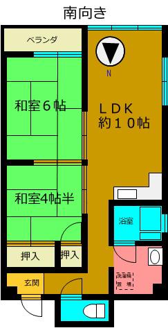 誉ハイツ(2LDK/5階)の間取り写真