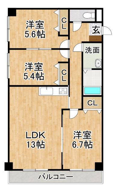 サルイオビヒロ(3LDK/6階)の間取り写真