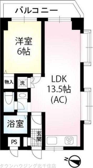 エスポワール東和第2(1LDK/4階)の間取り写真