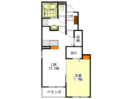 パーチェ・S I・II(1LDK/1階)の間取り写真