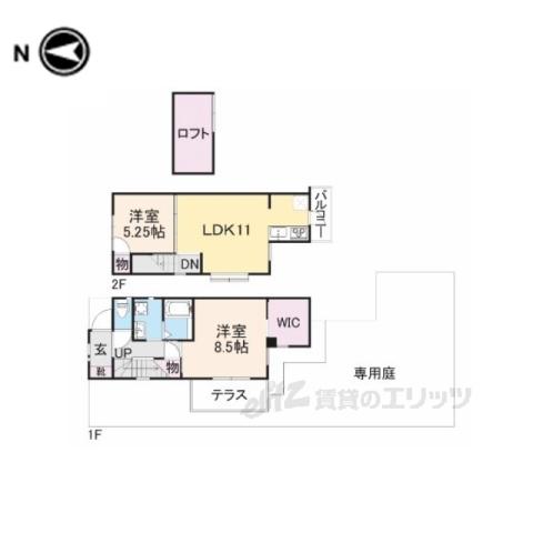 ポム岩倉(2LDK/1階)の間取り写真