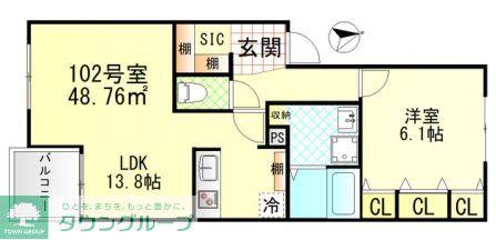 ヴィラージュ戸塚I(1LDK/1階)の間取り写真