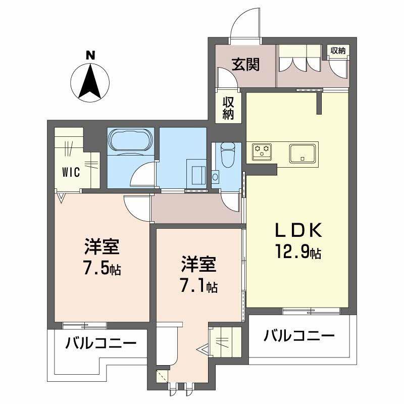リーベン メーア(2LDK/2階)の間取り写真