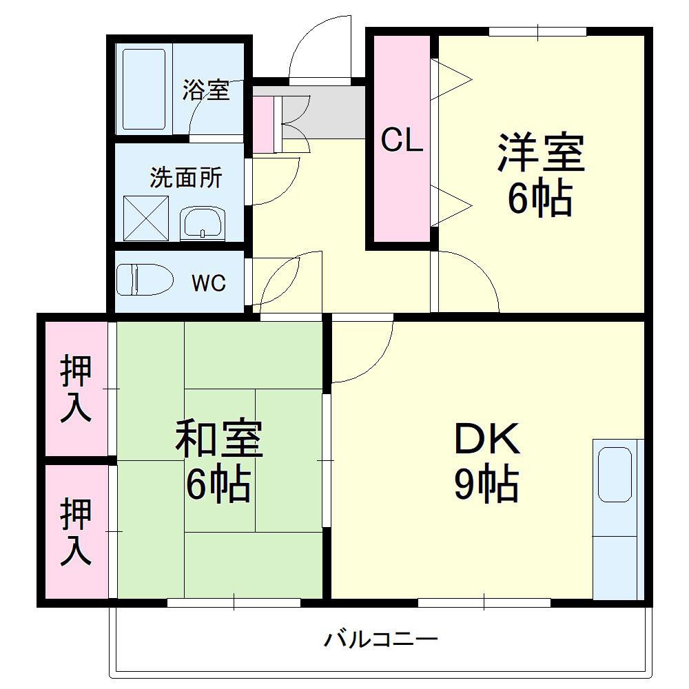 ディアコート(2LDK/3階)の間取り写真