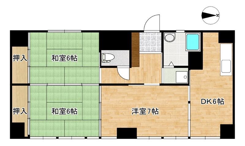 横山ハイツ(3K/3階)の間取り写真