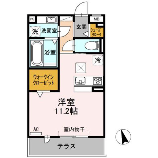 あいりす浄水(ワンルーム/1階)の間取り写真