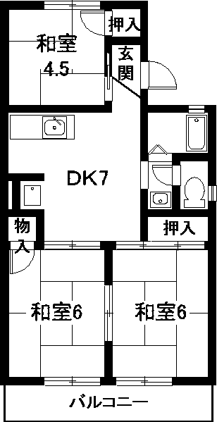 ジュネス62(3DK/2階)の間取り写真