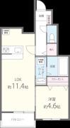 BENESTA久留米(1LDK/1階)の間取り写真