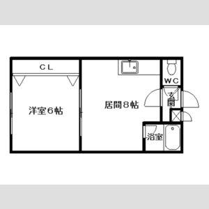 ノースランド芦屋(1LDK/2階)の間取り写真