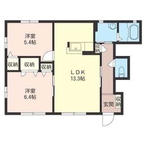 ブランフルール(2LDK/1階)の間取り写真