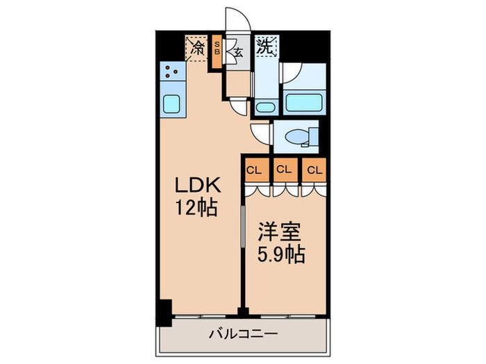 プラウドフラット三軒茶屋II(1LDK/3階)の間取り写真