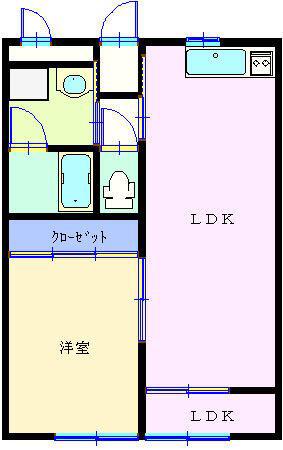 エーライフ(1LDK/1階)の間取り写真