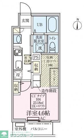 スカイルーチェ川口芝中田(1K/1階)の間取り写真