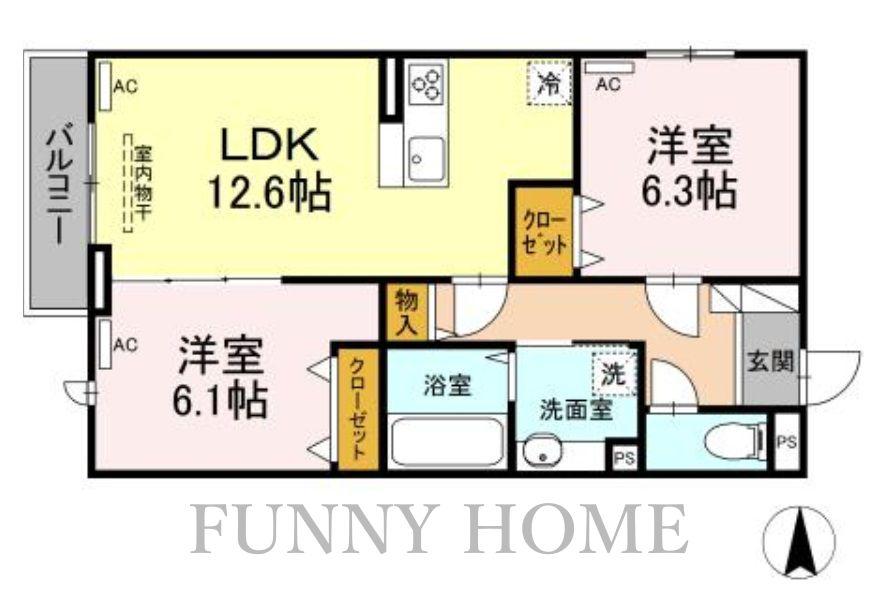 セレスティア南烏山(2LDK/3階)の間取り写真