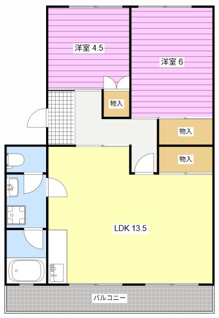 パビリオン浜松(2LDK/4階)の間取り写真