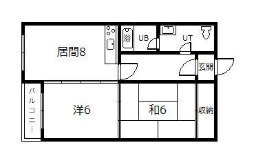エステート宮下26C(2DK/3階)の間取り写真