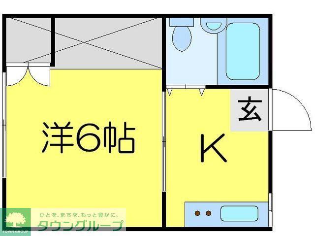 ツインテラス(1K/2階)の間取り写真