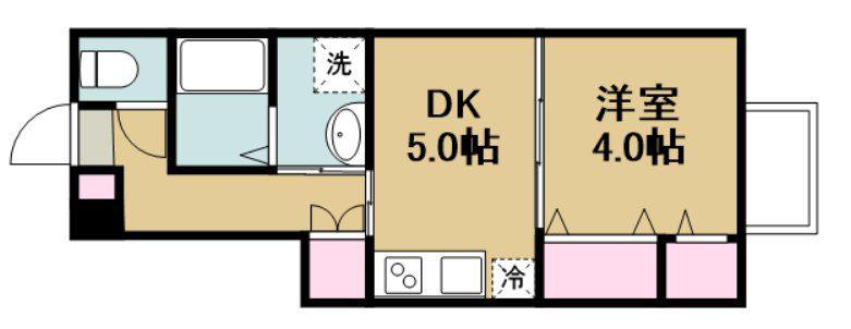 アンセル長町B(1DK/1階)の間取り写真