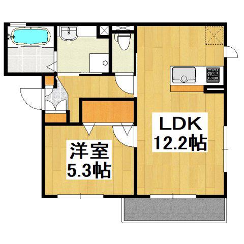 ラ・グラシューズ(1LDK/2階)の間取り写真
