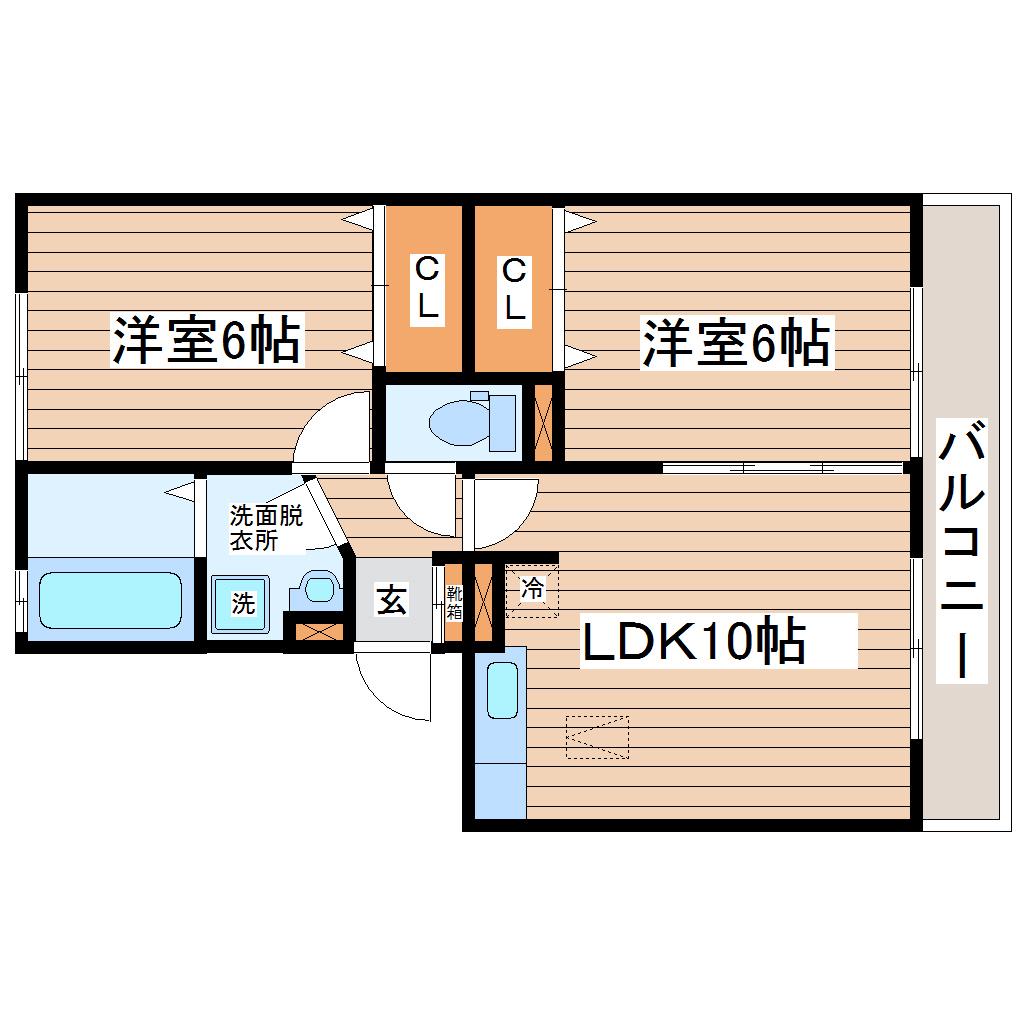 セントレ富沢(2LDK/1階)の間取り写真