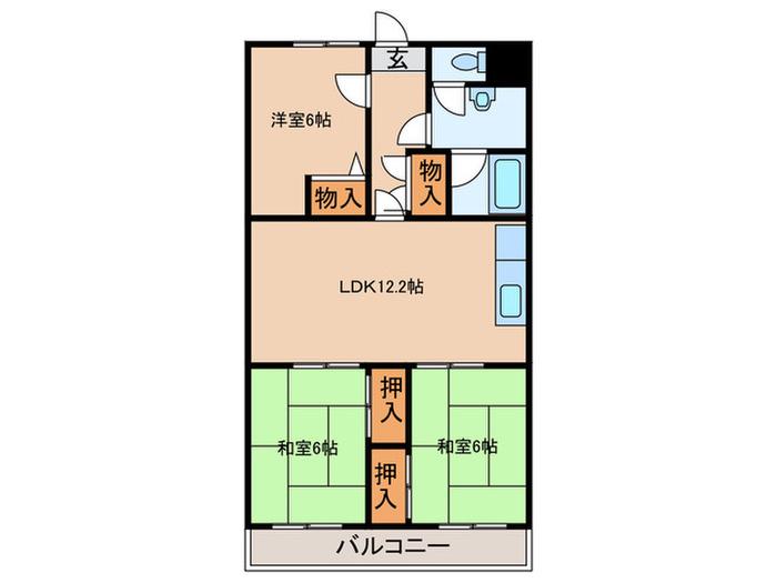 プレシャスコーラル(3LDK/2階)の間取り写真
