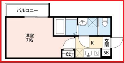 アレーズ六町(1K/2階)の間取り写真