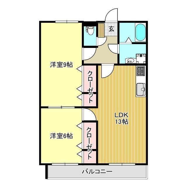 千寿パレス(2LDK/3階)の間取り写真