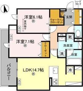 グリーンコート杭全(2LDK/1階)の間取り写真