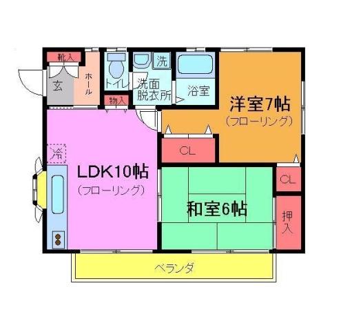 村越ハイツ(2LDK/2階)の間取り写真