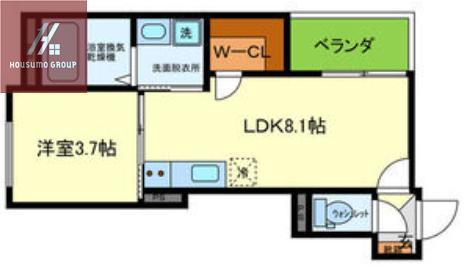 YUMAISON ウエスト(1LDK/3階)の間取り写真