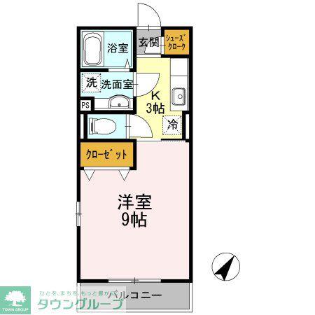 セジュールコート(1K/2階)の間取り写真