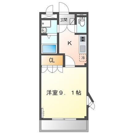 フィークス・フォルム(1K/2階)の間取り写真