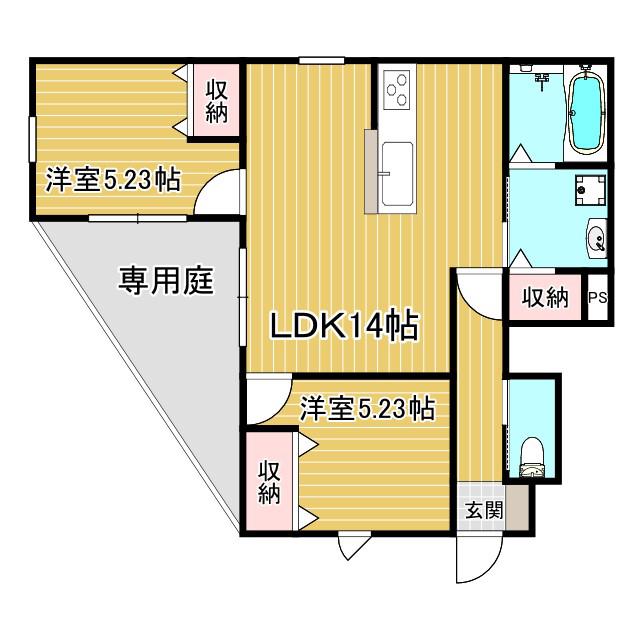プレミールCOCO(2LDK/1階)の間取り写真