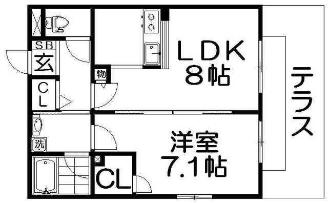 カーザ フェリース(1LDK/1階)の間取り写真