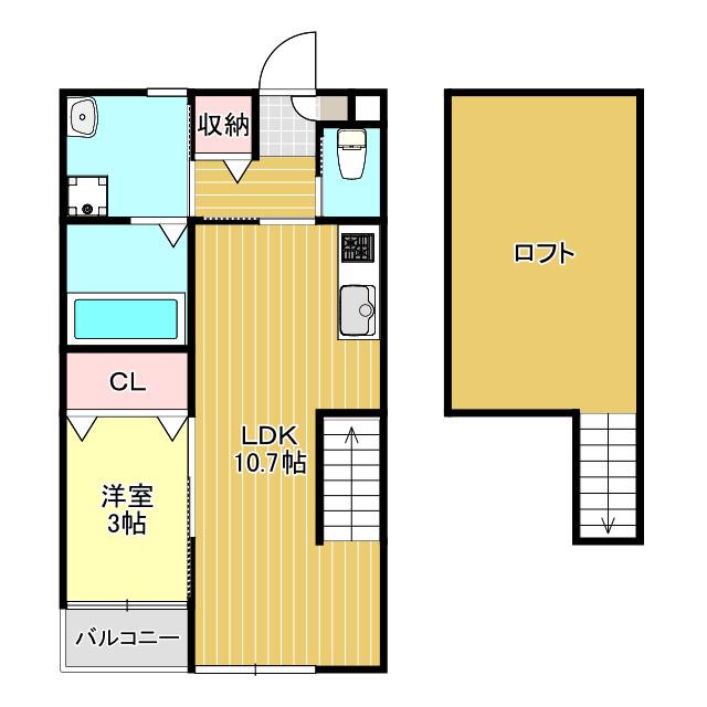 ガーデンコート高島(1LDK/2階)の間取り写真
