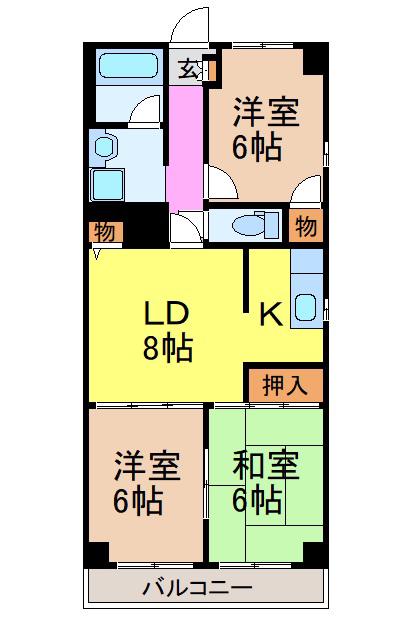 庄京ビル(3LDK/2階)の間取り写真