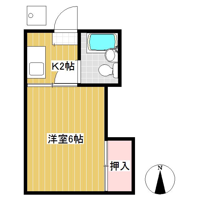 半田ハイツ(1K/3階)の間取り写真