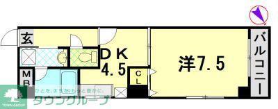 T.Y.ビル(1DK/8階)の間取り写真