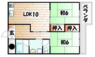 コーポラス大田(2LDK/7階)の間取り写真