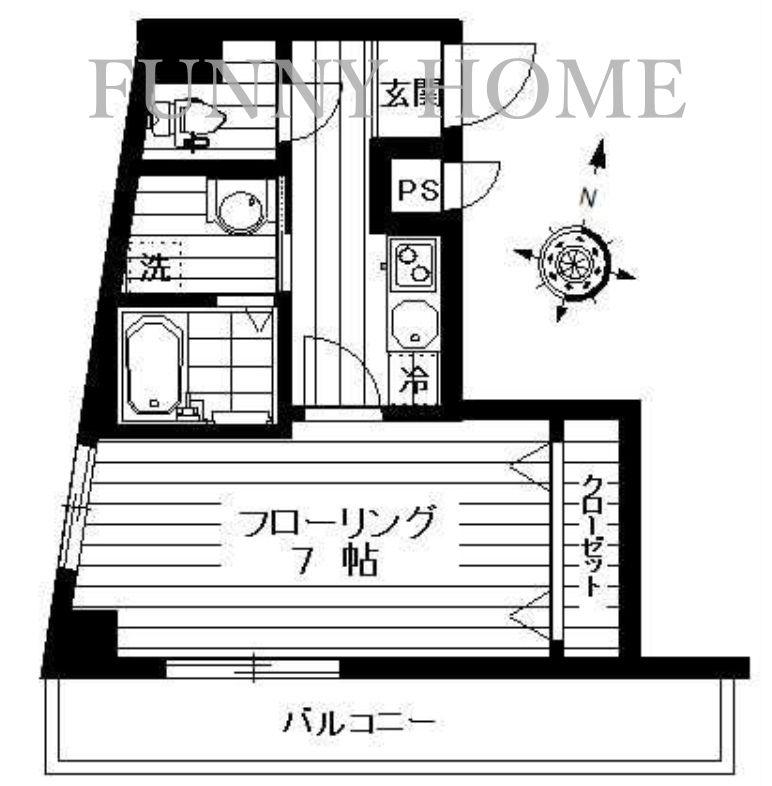 リバーヴィレッジ若林(1K/5階)の間取り写真