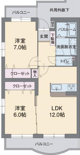 アビタシオンA(2LDK/1階)の間取り写真