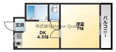 セジュール八戸ノ里(1DK/1階)の間取り写真