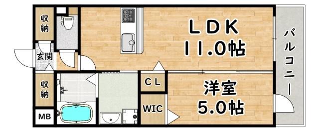 ルアーナ姫島(1LDK/1階)の間取り写真