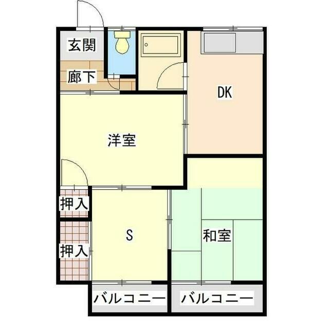 八雲アパート(2SDK/2階)の間取り写真