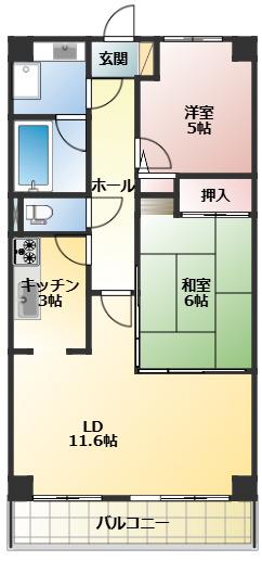 プレステージ青山(2LDK/4階)の間取り写真