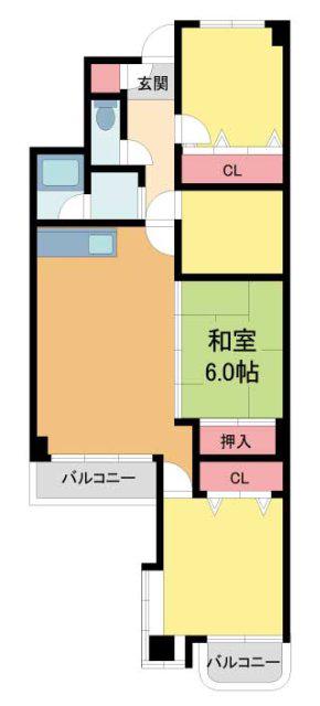 シュロス五月山III(3DK/5階)の間取り写真