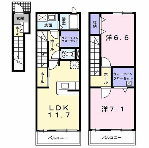 モルティIII(2LDK/2階)の間取り写真