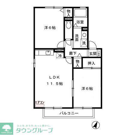 プルミエ徳聖 C(2LDK/2階)の間取り写真