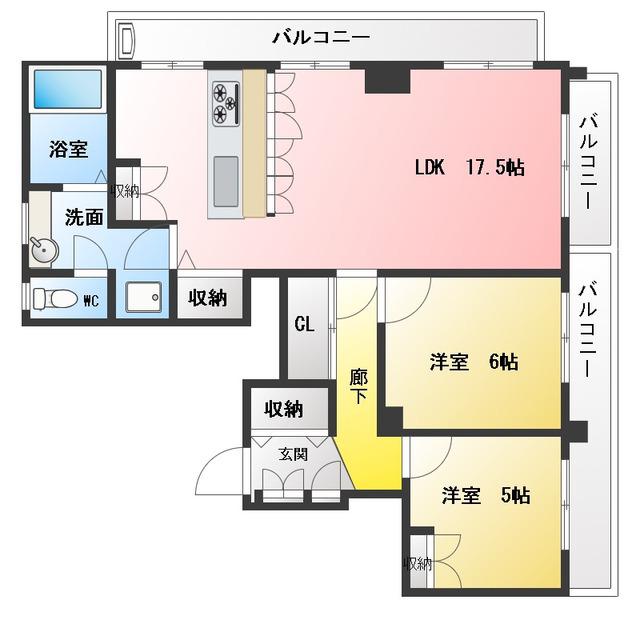 ハイツ神田(2LDK/2階)の間取り写真